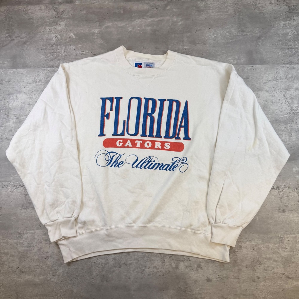 Vintage Russell Athletic Florida Gators Sweatshirt XXL White High Cotton 90s USA
